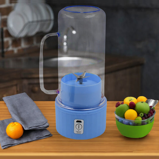 Portable Electric Juicer With Handle Straw Usb Rechargeable 6 Stainless Steel Blades (500 Ml)