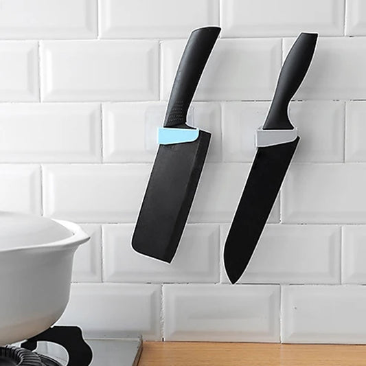 Punch-free Wall Hanging Knife Holder Stand Knife Holder Kitchen Supplies Tool Holder Insert Knife Shelf Storage Rack (1 Pc )