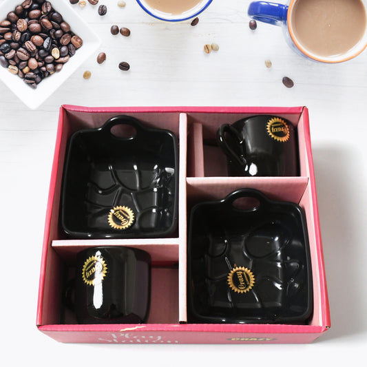 Play Station Ceramic Tea Cups Mug Set With Handle Serving Bowl Milk Cup Coffee Cup Tea Cup Breakfast Cup Drinking Mug Or Outdoor For Household Gift For Birthday Wedding Party (4 Pcs Set)