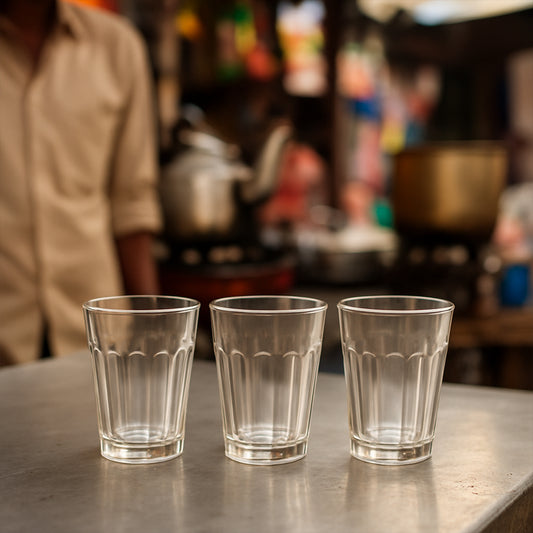 Supermom Plastic Chai Pyali Transparent Tea Glass Set (130ml 6 Pc)