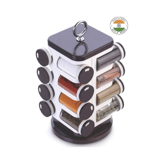 Ganesh Multipurpose Revolving Spice Rack With 16 Pcs Dispenser Each 100 Ml Plastic Spice Abs Material 1 Piece Spice Set 1 Piece Spice Set (Plastic)