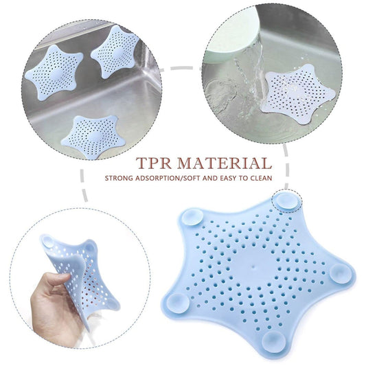 Star Shape Suction Cup Kitchen Bathroom Sink Drain Strainer Hair Stopper Filter Star Shaped Sink Filter Bathroom Hair Catcher Drain Strainers Cover Trap Basin(Mix Color 1 Pc)