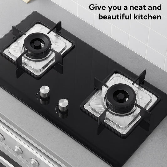 Aluminum Gas Stove Burner Protector Covers (10 Pc 23x23 Cm)