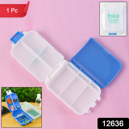 Portable Blue Dual-sided Pill Organizer Box (1 Pc)