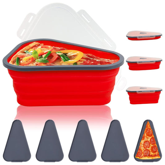 Reusable Pizza Storage Containers With 5 Microwavable Serving Trays Silicone Container Expandable  Adjustable For Packing Pizza At Home  Outdoor