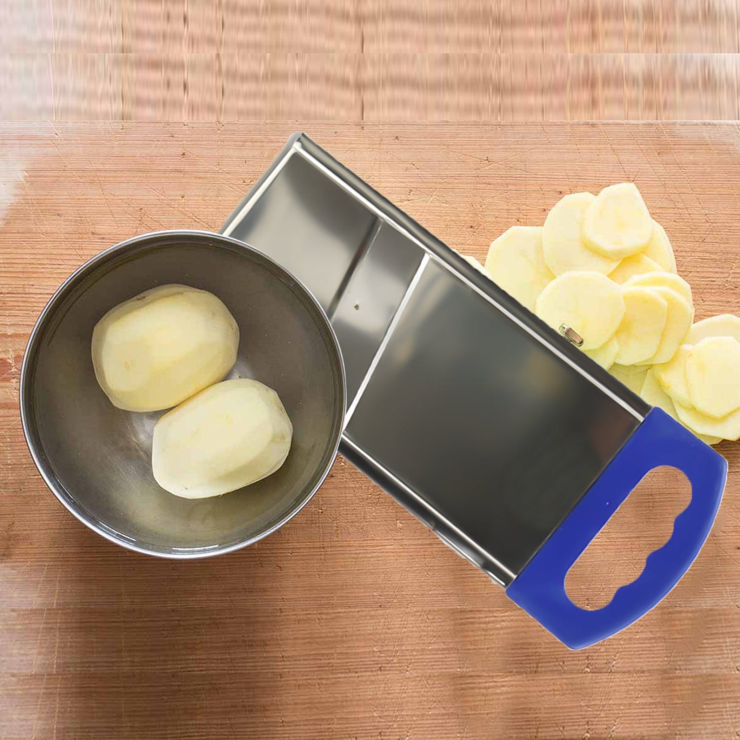 Plain Potato Slicer Used In All Kinds Of Household Kitchen Purposes For Cutting And Slicing Of Potatoes.
