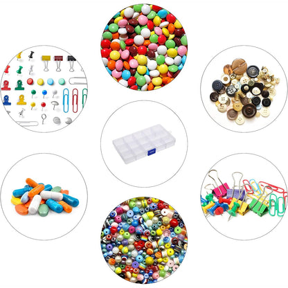 15 Grids Jewelry Organizer Plastic Jewelry Organizer Box Clear Jewelry Organizer Box Plastic Bead Organizers With Adjustable Dividers For Herbs Pills Bead Jewelry And Other Small Item (1 Pc)