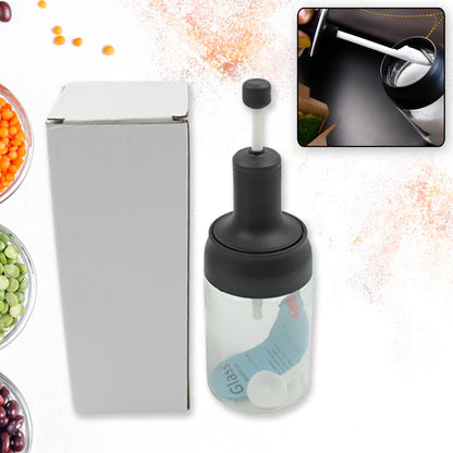 Heat-resistant Condiment Container Seasoning Box Glass Condiment Canisters Pots Bottle With Serving Spoons For Salt Spice Honey Sugar Bbq Resturant Jar Oil Bottle Honey Jar Dispenser Airtight Cap Transparent (1 Pc)