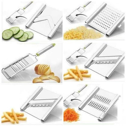 6 In 1 Stainless Steel Kitchen Chips Chopper Cutter Slicer And Grater With Handle