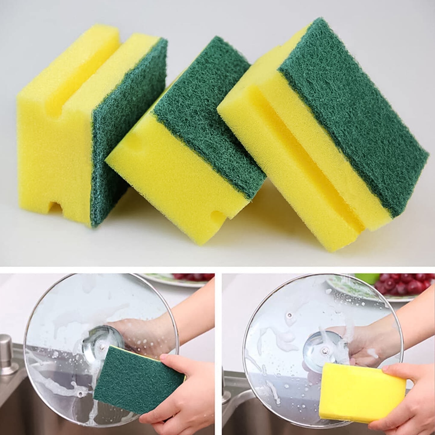 Scrub Sponge 2 In 1 Pad For Kitchen Sink Bathroom Cleaning Scrubber