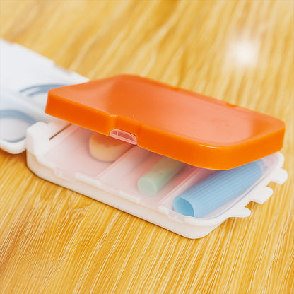 Portable Orange Dual-sided Pill Organizer Box (1 Pc)