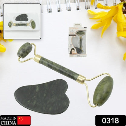 Gua Sha Stone And Anti Aging Jade Roller Massager For Face Massage Natural Face Skincare Massager  Face Roller Massager For Women  Face Shaper Jade Roller And Gua Sha Set For Glowing Skin