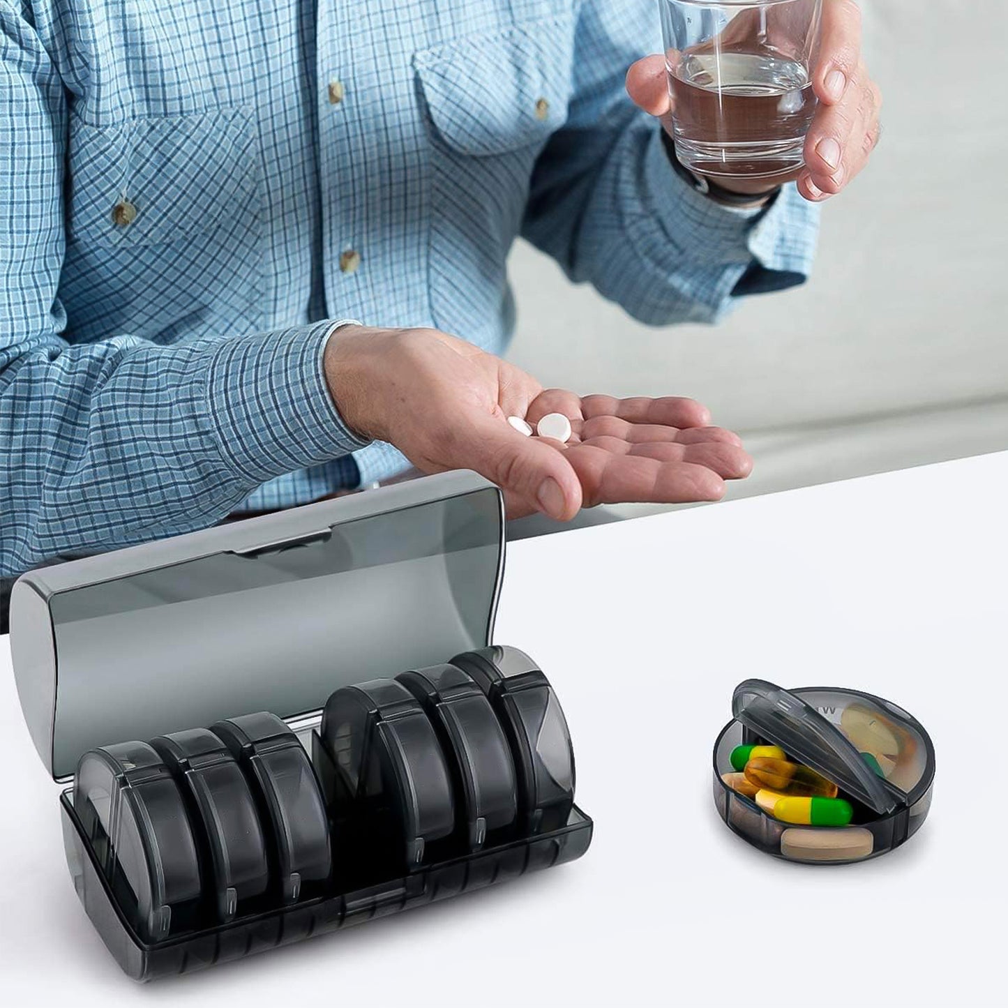Weekly Pill Organizer 2 Times A Day Travel 7 Day Pill Box Twice A Day Daily Medicine Pill Case With Large Compartments