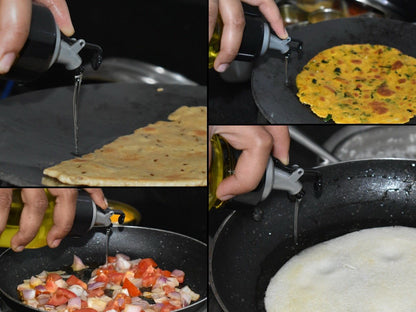 1ltr Oil Dispenserwith Lid - Clear Drip Free Spout Controlled Use