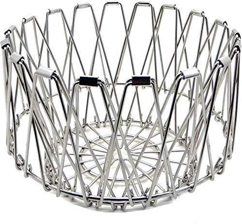 Multipurpose Fruit Basket Stainless Steel Wire Bowl Foldable Basket For Vegetable  Fruits  Dining