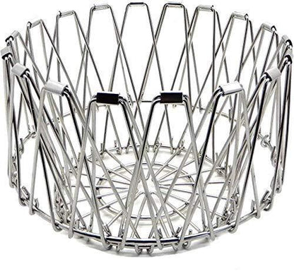 Multipurpose Fruit Basket Stainless Steel Wire Bowl Foldable Basket For Vegetable  Fruits  Dining