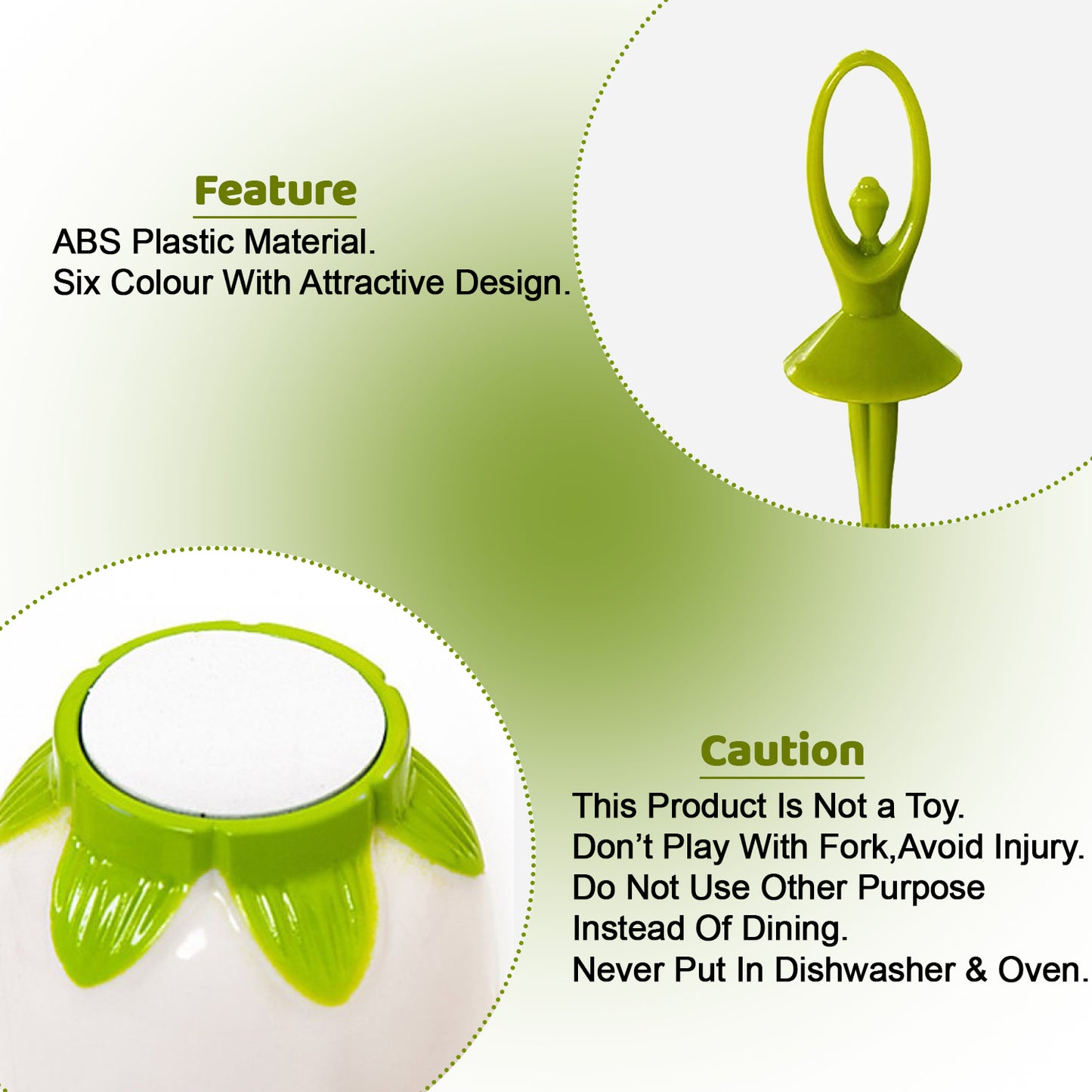 Dancing Doll Fruit Fork Cutlery Set With Stand Set Of 6.