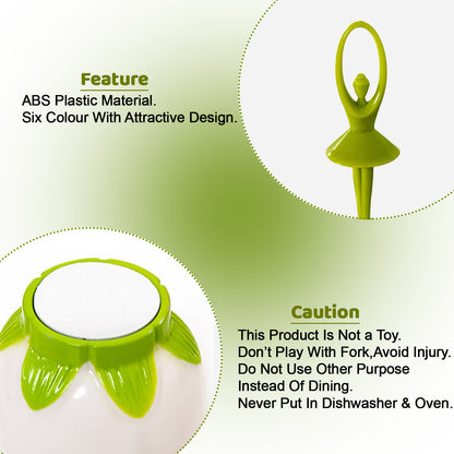 Dancing Doll Fruit Fork Cutlery Set With Stand Set Of 6.