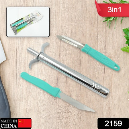 3 In 1 Kitchen Combo - Kitchen Lighter Stainless Steel Knife And Peeler