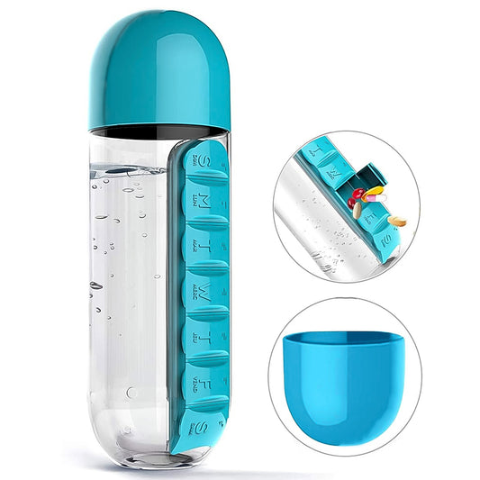 Pill  Vitamin Bottle Water Bottle Multi Functional Use For Traveling  Outdoor Use Water Bottle Travelling Kit Summer Special Bottle (600 Ml   Mix Color )