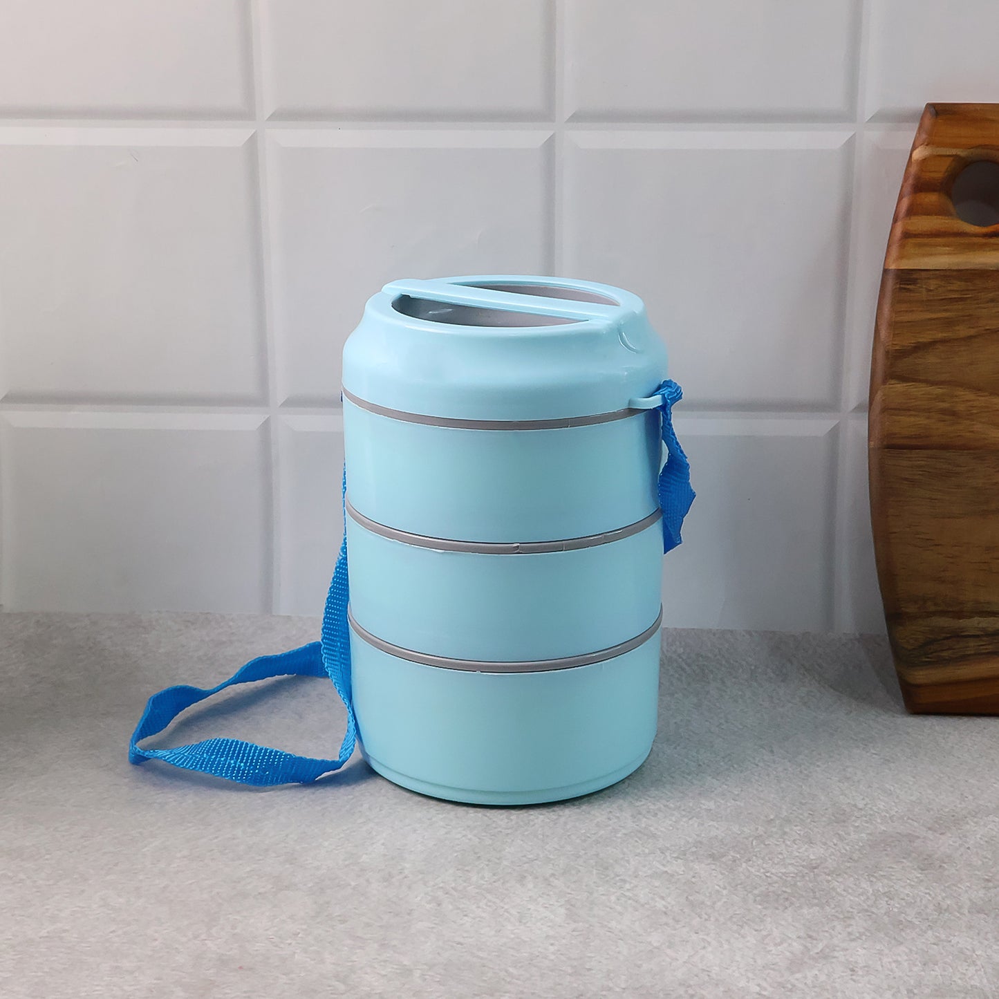 3 Layer Insulated Lunch Box Set With Handle  Strap - (Set)