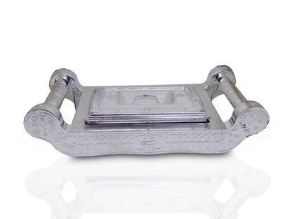 Multipurpose 4 Section Royal Design Silver Storagegift Box