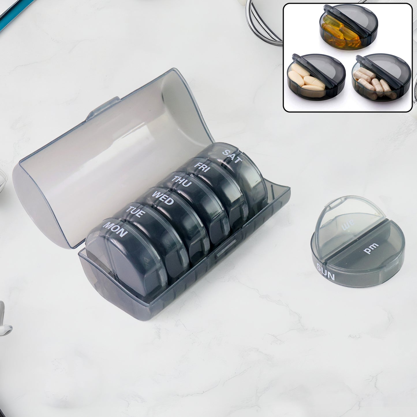 Weekly Pill Organizer 2 Times A Day Travel 7 Day Pill Box Twice A Day Daily Medicine Pill Case With Large Compartments