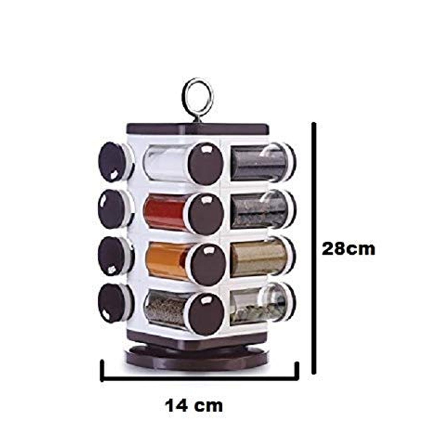 Ganesh Multipurpose Revolving Spice Rack With 16 Pcs Dispenser Each 100 Ml Plastic Spice Abs Material 1 Piece Spice Set 1 Piece Spice Set  (Plastic)