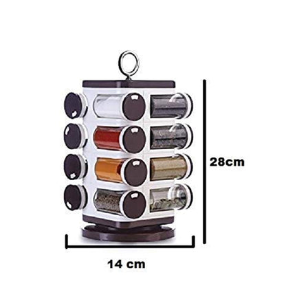 Ganesh Multipurpose Revolving Spice Rack With 16 Pcs Dispenser Each 100 Ml Plastic Spice Abs Material 1 Piece Spice Set 1 Piece Spice Set  (Plastic)