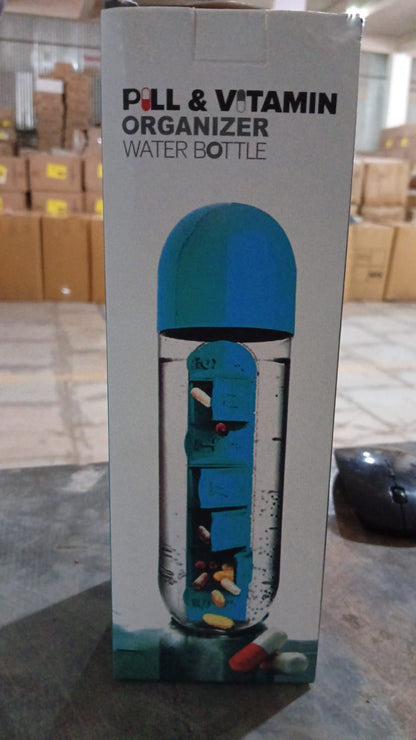 Pill  Vitamin Bottle Water Bottle Multi Functional Use For Traveling  Outdoor Use Water Bottle Travelling Kit Summer Special Bottle (600 Ml   Mix Color )
