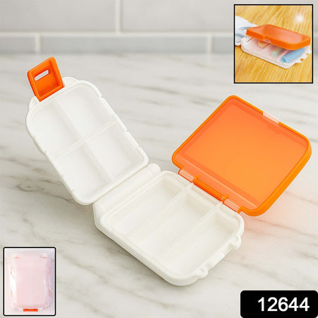 Portable Orange Dual-sided Pill Organizer Box (1 Pc)