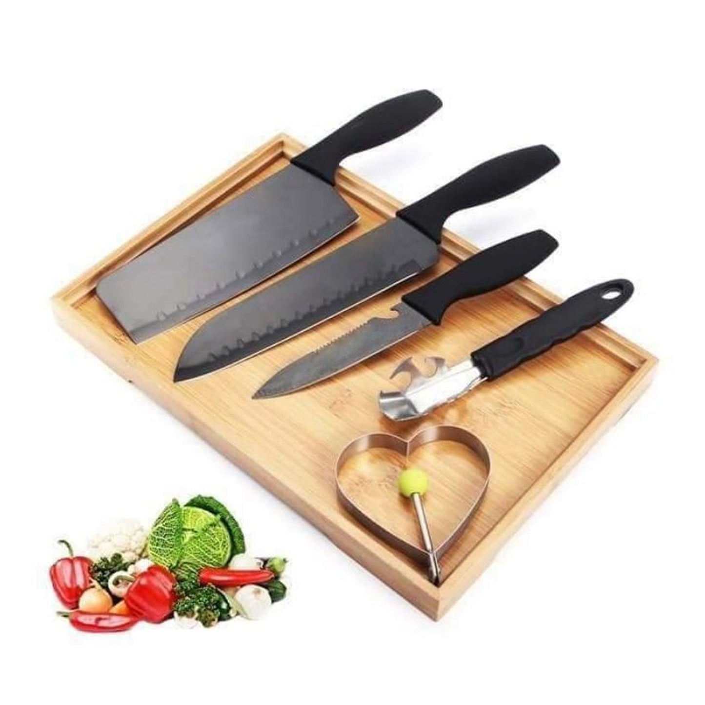 5-piece Forged Kitchen Chef Cutlery Stainless Steel Knife Set Chopping Knife Chef Knife Utility Knife Butcher Knife (5pc)