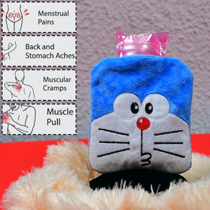 Doremon Small Hot Water Bag With Cover For Pain Relief Neck Shoulder Pain And Hand Feet Warmer Menstrual Cramps.