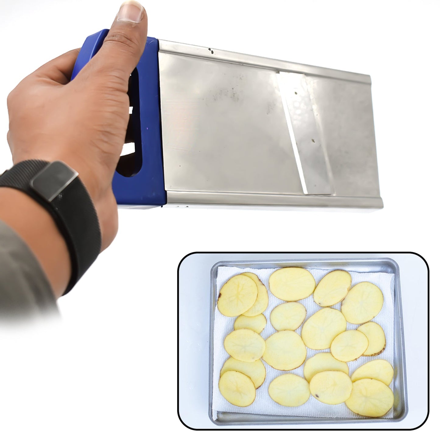 Plain Potato Slicer Used In All Kinds Of Household Kitchen Purposes For Cutting And Slicing Of Potatoes.