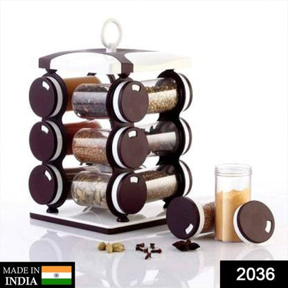 Spice Jar Set - Food Grade Plastic 12pcs Spice Jar (Brown Box)
