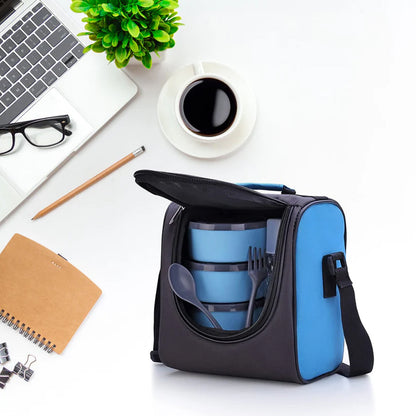 All In One Lunch Box With Fabric Bag For Office  School Use