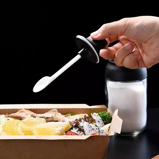 Heat-resistant Condiment Container Seasoning Box Glass Condiment Canisters Pots Bottle With Serving Spoons For Salt Spice Honey Sugar Bbq Resturant Jar Oil Bottle Honey Jar Dispenser Airtight Cap Transparent (1 Pc)