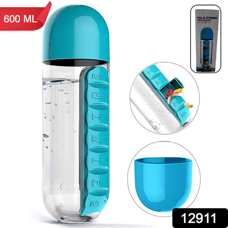 Pill  Vitamin Bottle Water Bottle Multi Functional Use For Traveling  Outdoor Use Water Bottle Travelling Kit Summer Special Bottle (600 Ml   Mix Color )