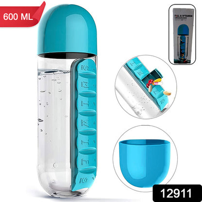 Pill  Vitamin Bottle Water Bottle Multi Functional Use For Traveling  Outdoor Use Water Bottle Travelling Kit Summer Special Bottle (600 Ml   Mix Color )