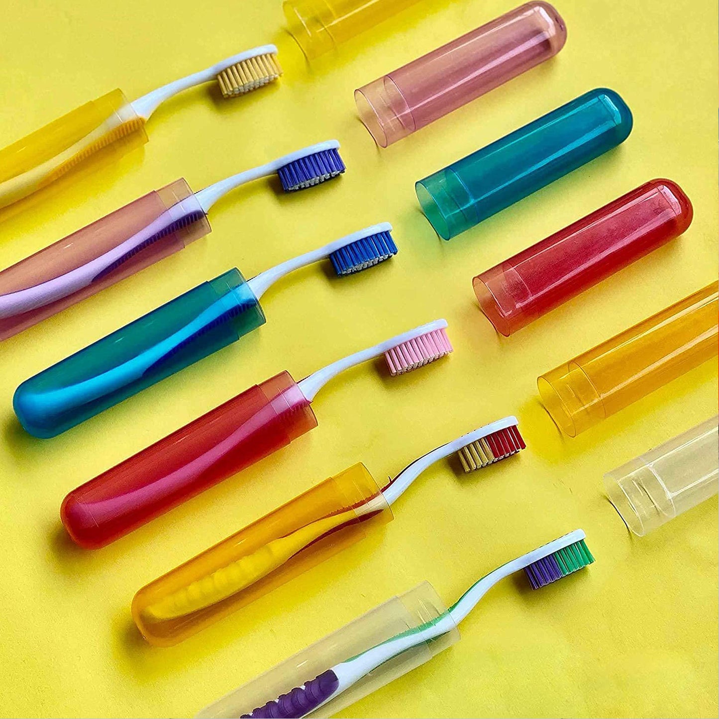6pc Plastic Toothbrush Cover Anti Bacterial Toothbrush Container- Tooth Brush Travel Covers Case Holder Cases