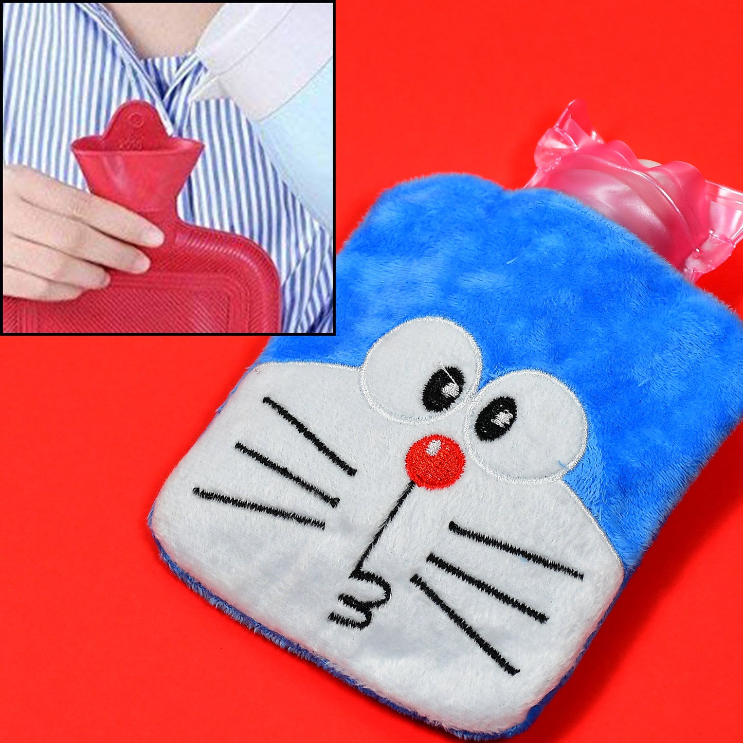 Doremon Small Hot Water Bag With Cover For Pain Relief Neck Shoulder Pain And Hand Feet Warmer Menstrual Cramps.