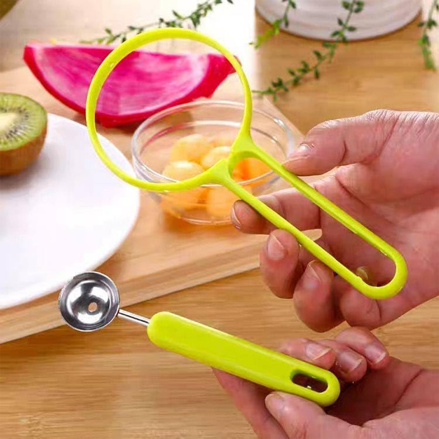 2 In 1 Kitchen Tool - Soft Fruit Peeler And Baller - Avocado Papaya Watermelon Honey Dew - Kitchen Gadget Tool (1 Pc)