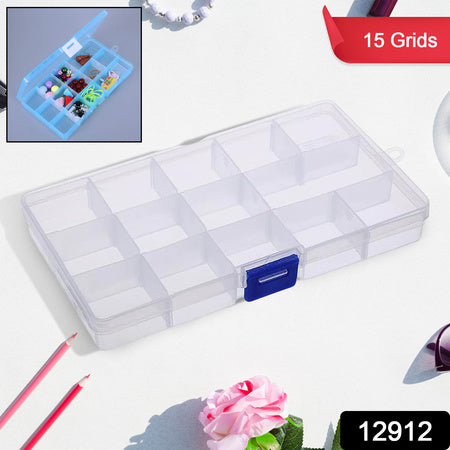 15 Grids Jewelry Organizer Plastic Jewelry Organizer Box Clear Jewelry Organizer Box Plastic Bead Organizers With Adjustable Dividers For Herbs Pills Bead Jewelry And Other Small Item (1 Pc)