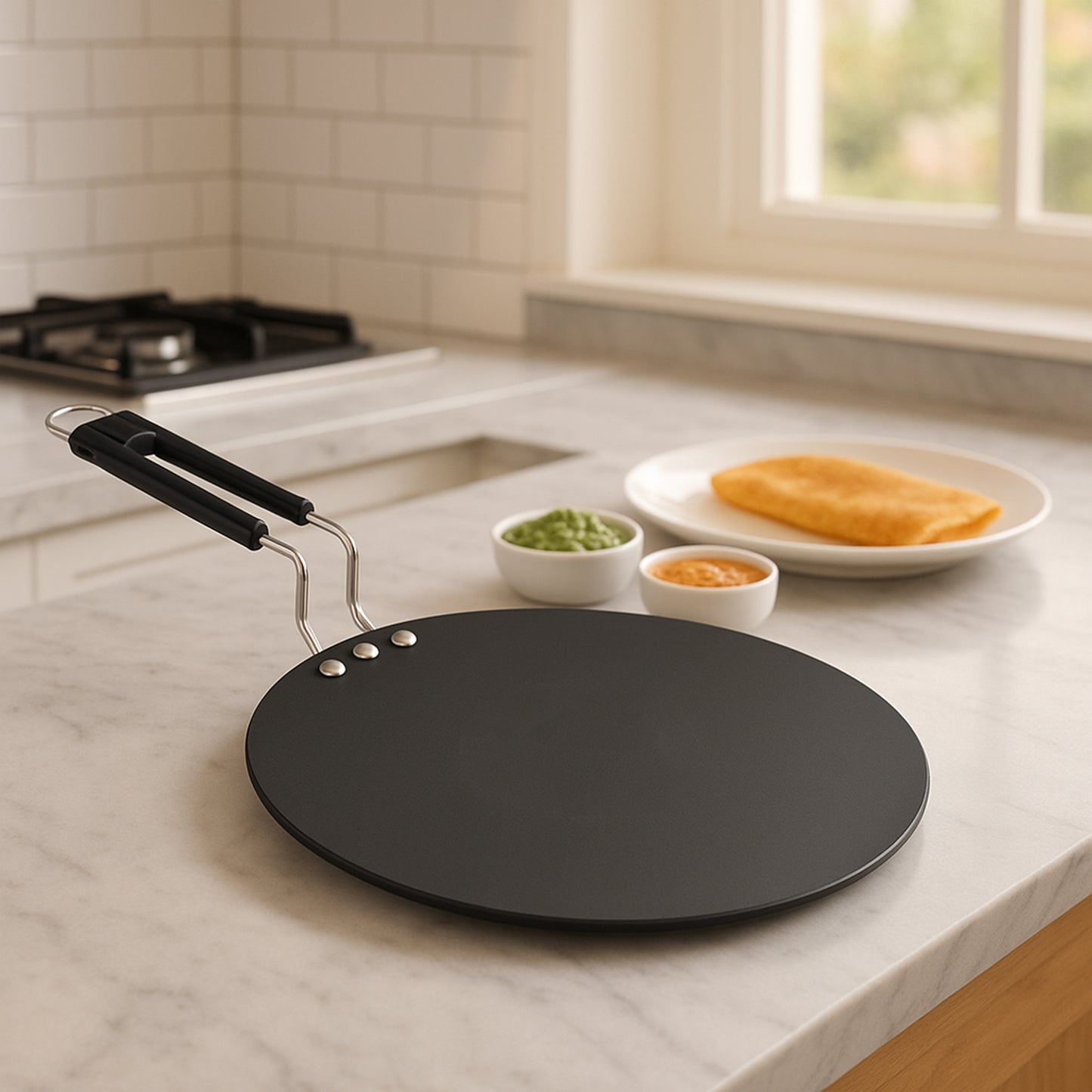 Compact Non-stick Flat Roti Tawa (9 Inch  1 Pc)