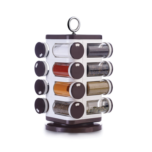 Ganesh Multipurpose Revolving Spice Rack With 16 Pcs Dispenser Each 100 Ml Plastic Spice Abs Material 1 Piece Spice Set 1 Piece Spice Set  (Plastic)