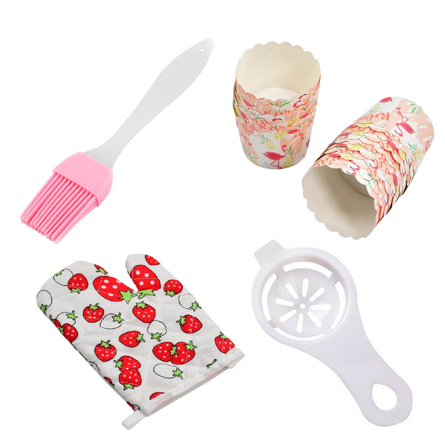 4pc Kitchen Tools 1pc Spatula Brush 1pc Oven Glove 1pc Egg Yolk Separator And Paper Cup Set Of 25pcs