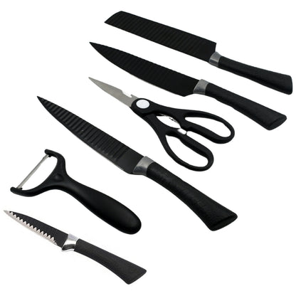 6 Pieces Professional Kitchen Knife Set Meat Knife Chefs Knife With Non-slip Handle For Home Kitchen And Restaurant With Chef Peeler And Scissor (Stainless Steel  6 Pcs Set)