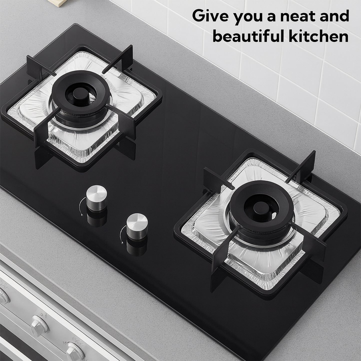 Aluminum Gas Stove Burner Protector Covers (10 Pc  23x23 Cm)